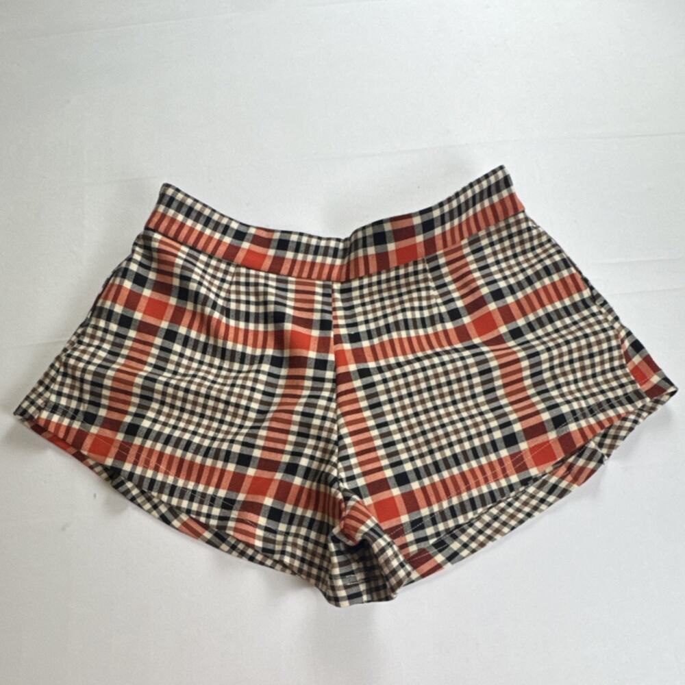 Free People Plaid Shorts Women’s Size 10 Multicolor Red Black Beige Brown Blend